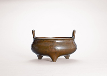 中国 古銅宣徳銅 世古之宝 四方双耳香炉 古玩 C 3368E （清代老